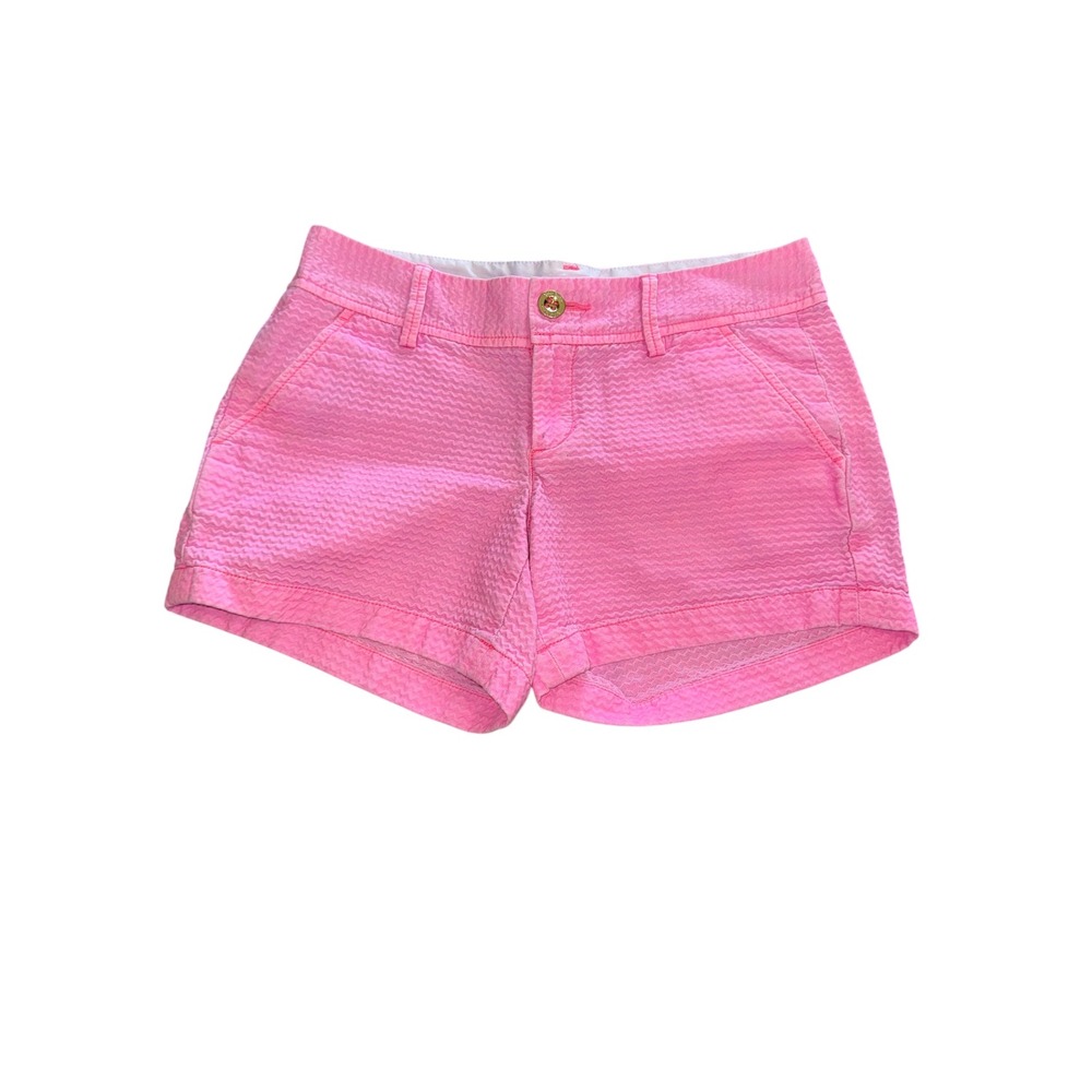 Lilly Pulitzer The Callahan Short Pink Textured Seersucker Cotton Size 2 22119